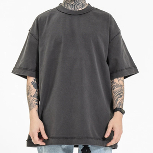 Camiseta de Lona con Lavado Ácido, Corte Regular, para Hombre, con Logotipo Personalizado, Alta Calidad, 100% Algodón, 350g, Transpirable, Ecológica, Estilo Vintage - Product Image 3