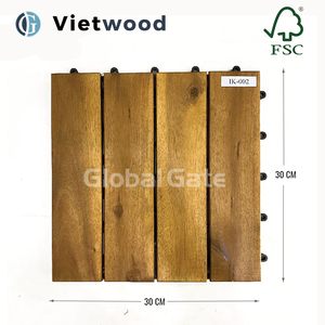 Viet Wood Contemporary Vietnam Acacia Wood Outdoor Deck <b>Tiles</b> & Planks-Waterproof Anti-Slip <b>Interlocking</b> Matt Finish Oiling - Product Image 5