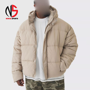 Men's Boxy Crinkle Nylon Puffer Jacket High-Demand Plus Size Winter Quilted Bubble with <b>Sand</b> Windproof New Style <b>Decorated</b> Fur - Product Image 1