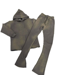 Ensemble de survêtement pour homme, effet délavé, coupe oversize, 2 pièces, vêtements de sport de haute qualité, logo personnalisé, vente en gros - Product Image 4