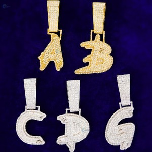 Custom Made <b>Initial</b> Letter Hip Hop Personalized Rose Gold Plated 925 Sterling <b>Silver</b> Iced Out Moissanite Name Letter <b>Pendant</b> - Product Image 5