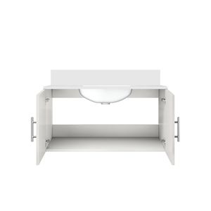 Blanc brillant 36 pouces W X 22 In. Meubles-lavabos de salle de bain D Bath avec dessus en marbre cultivé - Product Image 5