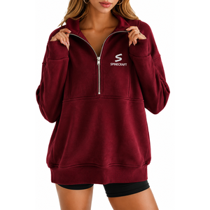 <b>Women's</b> Oversized <b>Half</b> <b>Zip</b> Fleece Pullover Stand Collar Long Sleeve <b>Sweatshirt</b> <b>Zip</b> Pockets Color Blocking Anti-Pilling 100% - Product Image 1