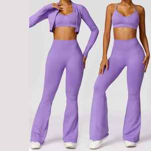 <b>3</b> Piece Yoga Set for Women Customized High Quality Light Weight Womens Workout Leggings Active Wear - Product Image 1