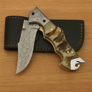 Cuchillo Plegable Profesional Hecho a Mano de Acero de Damasco de Grado Industrial, Cuchillo de Supervivencia de Bolsillo EDC para Campismo, Bushcraft, ODM/OBM - Product Image 3
