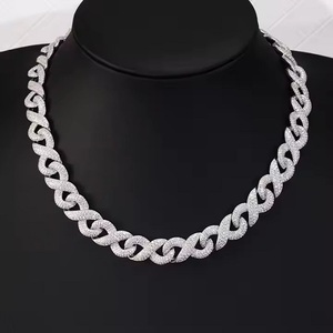 Trendy Unisex Luxury Silver Cuban Link Chain D Color VVS Studded Diamond <b>Tester</b> Check White <b>Gold</b> Moissanite for Wedding - Product Image 1