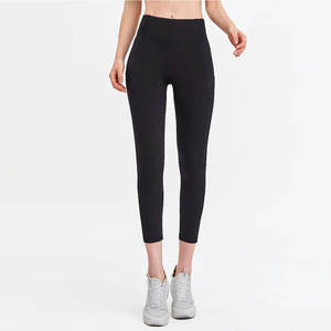 Custom LOGO Solid Capri <b>Leggings</b> for Women High Waisted Breathable Workout Buttery Soft Gym Fitness Yoga <b>with</b> <b>Pockets</b> OEM - Product Image 1