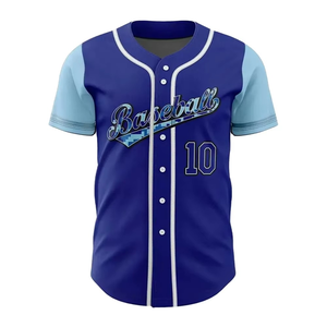 Camiseta de Béisbol Personalizada con Nombre Impreso por Sublimación, 10 Mangas Azul Claro, Unisex, para Adultos, para Equipos, para Todas las Temporadas - Product Image 2