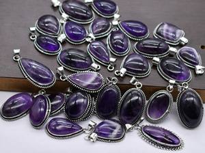 Wholesale Brass 925 Silver Plated <b>Amethyst</b> <b>Pendants</b> with Bezel Setting Mixed Shapes for Party & Festival Occasions - Product Image 3