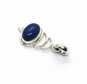 Colgante de Plata 925 con Lapislázuli, Engaste de Bisel, Diseño Geométrico Minimalista, Charm Solitario, Unisex, Uso Diario - Product Image 3