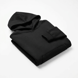 Sudadera con capucha negra de forro polar de 300-350 GSM, personalizada al por mayor, lisa, sin estampado, para hombre, cálida para invierno, de ajuste holgado - Product Image 3