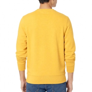 Plain Yellow Crewneck Sweatshirt Long Sleeve Cotton <b>Pullover</b> <b>Men</b> Casual Winter Apparel Basic Solid Fleece Top - Product Image 2