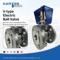 Vanne à boisseau sphérique motorisée électrique en V, en acier inoxydable WCB, à extrémités à brides, corps moulé monobloc, pour liquides visqueux et boues, 150LB~600LB, OEM