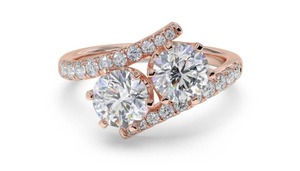 Exquisite 2 Stone Round Diamond Shoulder Set <b>Ring</b> 0.65 Ct Lab Grown Diamond In Platinum - Product Image 3