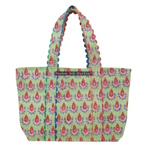 Sac fourre-tout en coton pour femmes, écologique, robuste, pour les courses, imprimé à la main avec des motifs en relief - Product Image 1