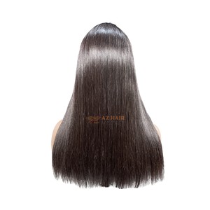 Perruque naturelle noire lisse longue en dentelle complète, cheveux vierges vietnamiens, dentelle suisse, taille moyenne - Product Image 2
