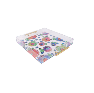 Elegante Bandeja de Servir Acrílica con Asa Metálica Impresa, Vajilla para el Hogar, Accesorios de Mesa a un Precio Razonable - Product Image 1