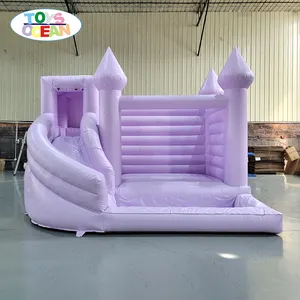 Custom commercial white bounce house inflatable bounce combo with ball pool slide