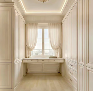 Balom-Armoire en <span class=keywords><strong>bois</strong></span> <span class=keywords><strong>blanc</strong></span> avec table de courtoisie et poignées dorées pour villa, dressing français personnalisé de luxe de qualité supérieure - Product Image 2