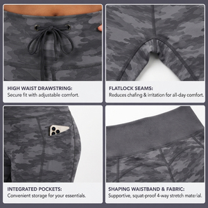 กางเกงโยคะลายพรางแบบ OEM สั่งทำพิเศษสำหรับผู้หญิงไซส์ใหญ่ กางเกงออกกำลังกายเอวผูกเชือก กางเกงเลกกิ้งสำหรับผู้หญิงไซส์ใหญ่ - Product Image 6