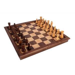 Jeu d'échecs en bois pliable de luxe personnalisable, 15 pouces, jeu d'échecs de voyage magnétique portable, jeu d'échecs en bois Staunton pour cadeau - Product Image 1