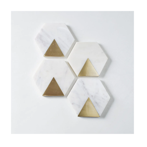 Modern Home Decor Hexagon <b>Marble</b> <b>Coasters</b> Eco-Friendly Durable Natural Stone Made in India Washable and Long-Lasting - Product Image 1