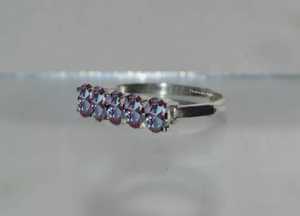 Alexandrite <b>Ring</b> Band Alexandrite Eternity Band 925 Sterling <b>Silver</b> <b>Ring</b> Half Eternity Alexandrite Band Wedding <b>Stacking</b> Band - Product Image 2