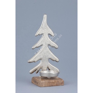 Base de árbol de Navidad plateada, decoración navideña, artesanías de madera de Metal, escultura de árbol de pino elegante, estrella, decoración del hogar, fábrica - Product Image 4