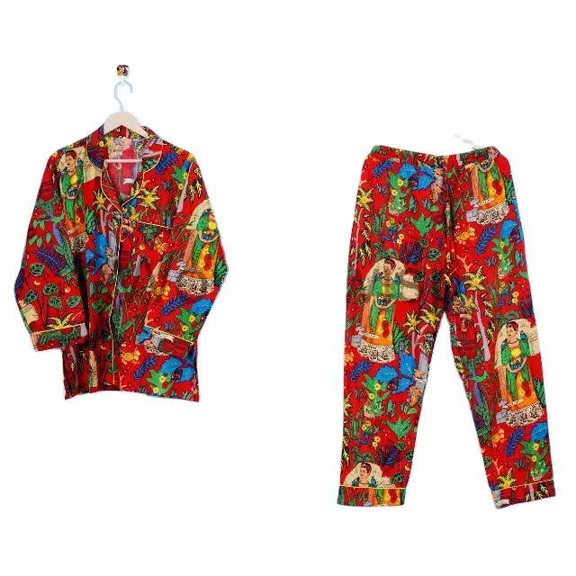 Bamboe Pyjama Lange Set Met Custom Print Kerstpyjama Voor Dames T-Shirt En Korte Set Pyjama Set Dames Loungekleding