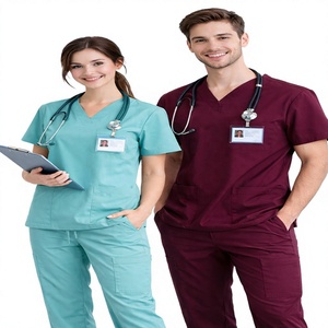 Custom Logo Eco-Friendly High Quality Unisex Nurse Surgical Scrubs Suit <b>Doctor</b> Medical Hospital Uniform Woven Fabric Needle - Product Image 3