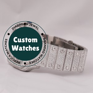 นาฬิกาฮิปฮอปเพชรมอยส์ซอไนต์สุดหรูสำหรับผู้ชายที่มีความชัดเจนทำจากสเตนเลสสตีลและ VVS - Product Image 2