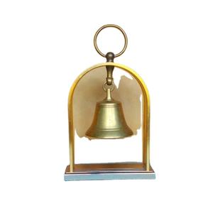 Campana de Metal tradicional Venta caliente Nuevo diseño con soporte Campana de timbre Metal de alta calidad en latón Buen acabado Campana de vajilla - Product Image 1