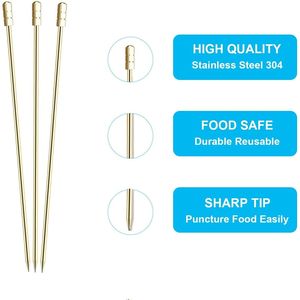 8 pics à cocktail réutilisables en acier inoxydable, brochettes métalliques pour Martini, olives, apéritifs, agitateurs à cocktail - Product Image 2