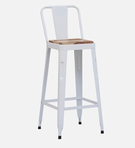 Tabouret de bar réglable en similicuir PU blanc, design industriel moderne, hauteur de comptoir, mobilier de cuisine, acier thermolaqué - Product Image 1