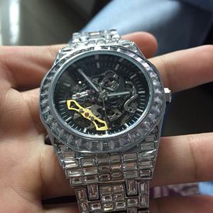 Haute qualité laboratoire cultivé automatique mécanique incolore diamant montre Hip Hop Style acier inoxydable/or blanc 20mm largeur DEF nouveau - Product Image 1