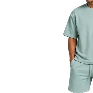 Mint Green Mens Oversized <b>T</b> <b>Shirt</b> And Shorts Set Custom Logo Crew Neck Short Sleeve Casual Streetwear Summer Two Piece Outfit - Product Image 3