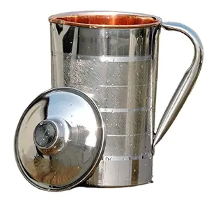 Simple Design Pure Copper Steel Water Jug With Finest Quality Large Size Solid Water Jug Pitchers From India