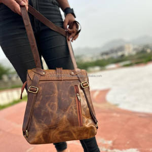 Nuevo mensajero dos en uno con mochila de cuero de grano completo, bolsas de viaje hechas a mano reales, mochila multiusos, mochilas escolares - Product Image 5
