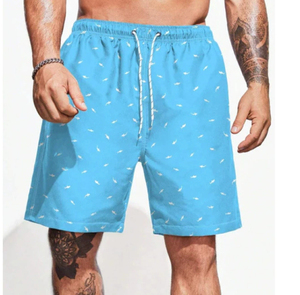 SELF INDUSTRIES Men's Front Drawstring Mid Knitted Canvas <b>Spandex</b>/Polyester 220g <b>Shorts</b> Lightweight Breathable Casual Summer - Product Image 6