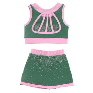 Vestido de Falda sin Mangas para Adultos, para Fútbol Americano, Animación, Baile, con Estampado de Diamantes de Imitación, Uniforme de Spandex/Poliéster - Product Image 4