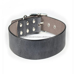 Collar de perro de cuero negro de alta calidad de doble capa, hecho a mano, accesorios ajustables completos para perros, suministros para mascotas, collar de cuero genuino para mascotas - Product Image 1