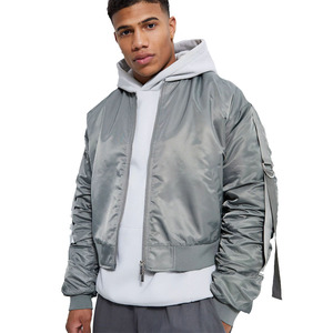 Fashionable Cropped <b>Zip</b> <b>Up</b> Bomber Jacket For Men Waterproof 100% Polyester Zipper Bomber Jacket Winter Outdoor Jackets - Product Image 1