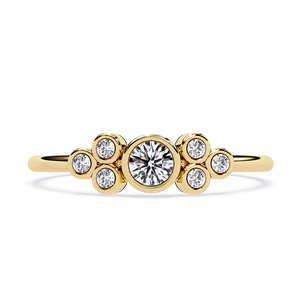 Anillo de compromiso y boda de lujo para mujer, de oro sólido de 18 quilates, con diamantes naturales auténticos de corte redondo, diseño minimalista y claridad VVS. - Product Image 1