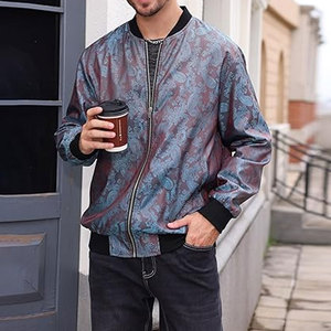 Men's <b>Lightweight</b> Bomber <b>Jacket</b> Long Sleeve Zip Up Windbreaker Retro 70s Disco Style Casual Spring Fall <b>Summer</b> Outfit Breathable - Product Image 2