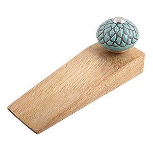 Butée de porte artisanale en bois recyclé avec bouton en céramique - Vente en gros - Product Image 4
