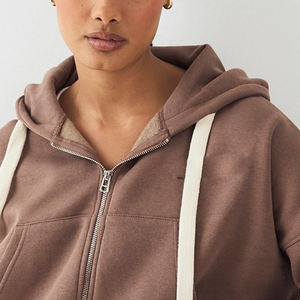 Sudadera con capucha corta con cremallera para mujer, ajuste relajado, estilo casual 2026 / Sudadera con capucha corta con cremallera para mujer, ligera, estilo casual urbano - Product Image 2