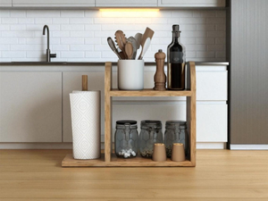 Porte-serviettes en papier en bois naturel |   Porte-rouleau de cuisine style ferme - Product Image 5