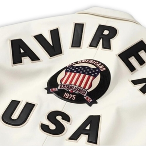 แจ็คเก็ตนักบินอเมริกัน Avirex พรีเมียมแท้สำหรับผู้ชาย ขายส่ง |   แผ่นปักตราสัญลักษณ์การบินสหรัฐอเมริกาแบบคลาสสิก ทำจากหนังวัวแท้ - Product Image 3