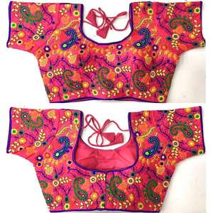 FIL DE SOIE DESIGNER AVEC MIROIR TRAVAIL PRÊT À PORTER BLOUSE ROSE - Product Image 1