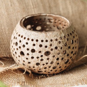 Porte-bougies en coquille de noix de coco naturelle, décoration de centre de table pour mariage - Product Image 6